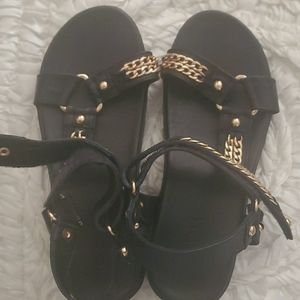 Carvela black and gold sport style sandals